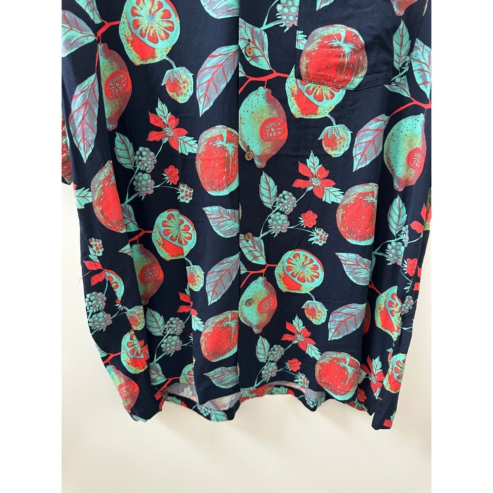 NWT Scotch & Soda Mens Amsterdam Colorful Fruit Print Button Camp Shirt Size XXL - Picture 5 of 11